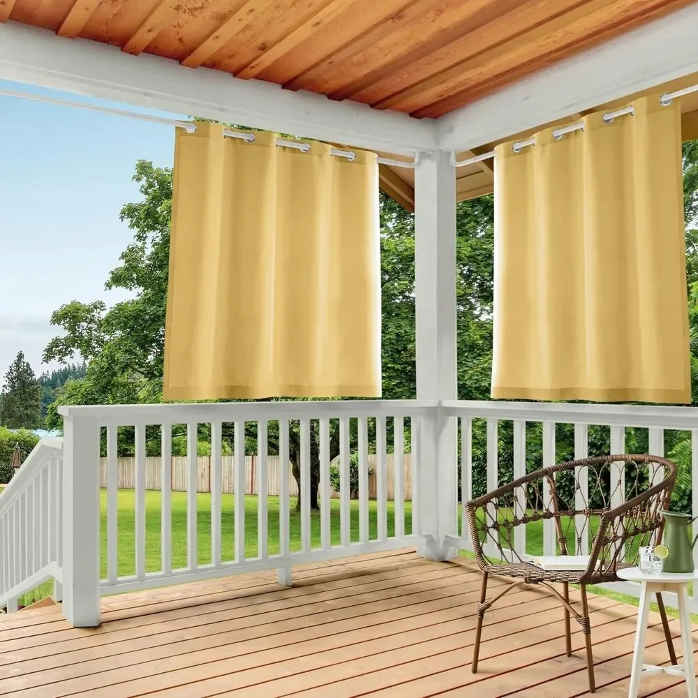 Cabana Solid GT Indoor/Outdoor Light Filtering Grommet 54x63 Sundress Yellow 4‎